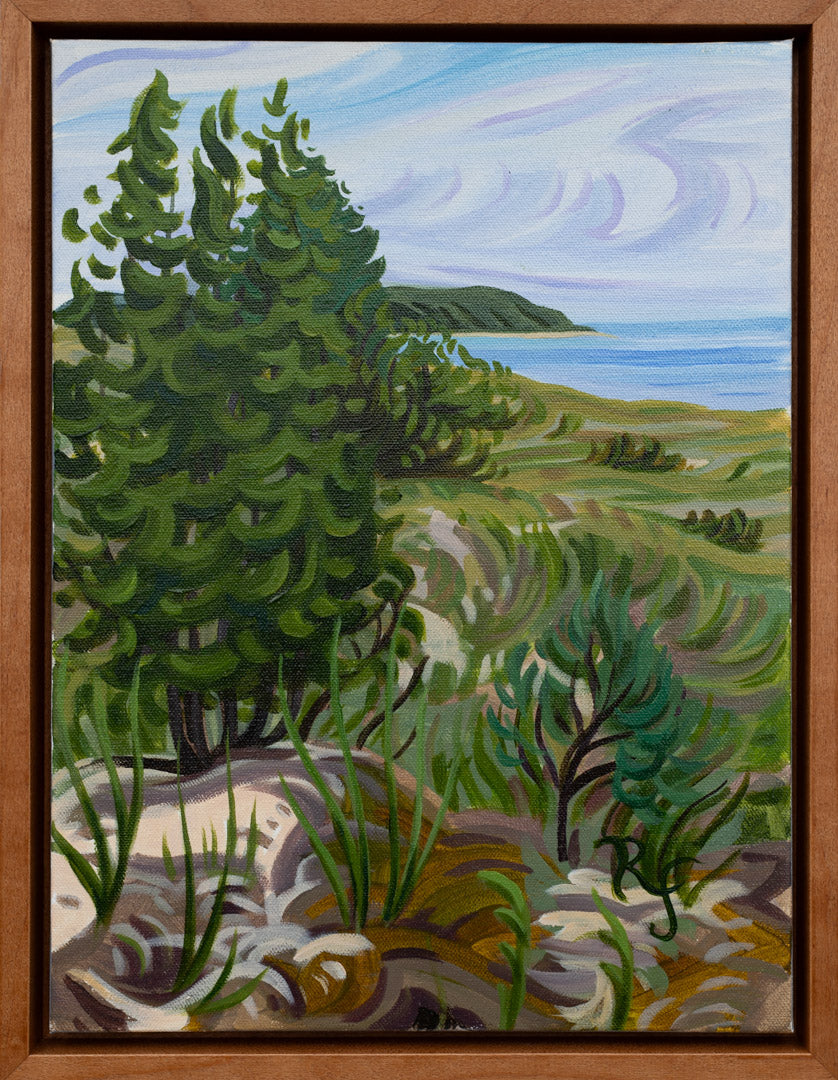 Lake Michigan Art, Sleeping Bear Dunes Shoreline Painting 12" x 16"