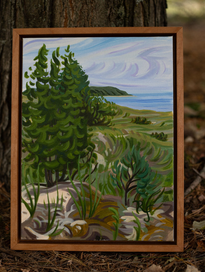 Lake Michigan Art, Sleeping Bear Dunes Shoreline Painting 12" x 16"