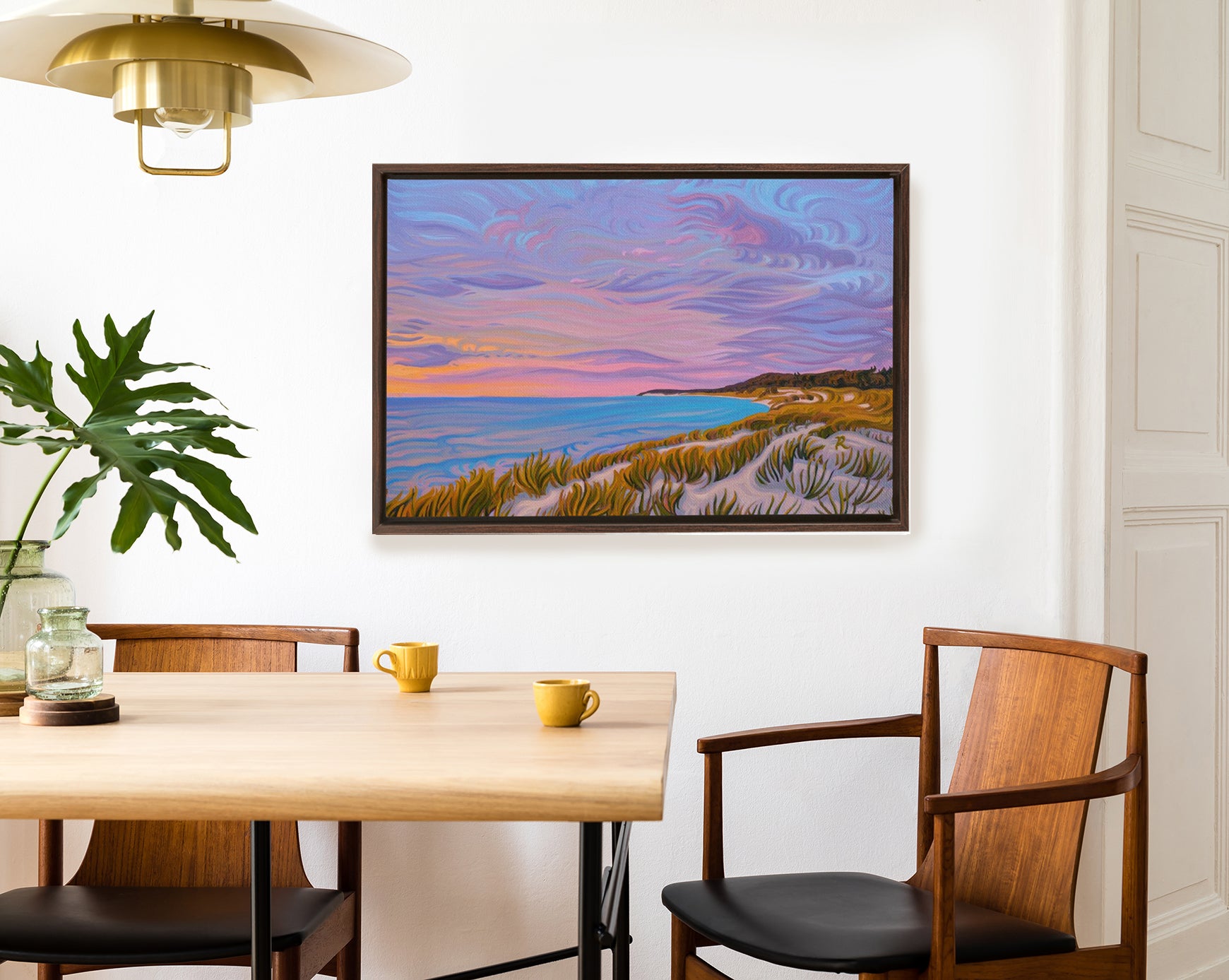 Lake Michigan Sunset, Pink Skys, Dunes Canvas Print -"Sunset Shoreline"
