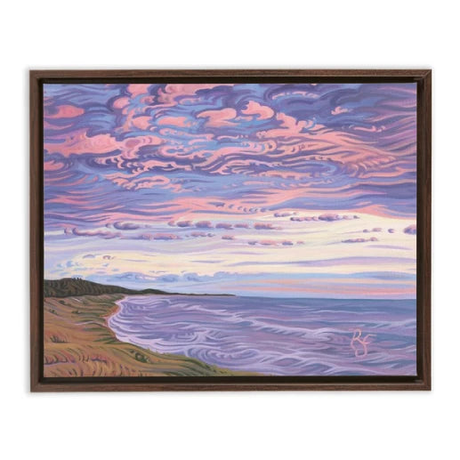 Lake Michigan Shoreline Sunset Painting, NordHouse Dunes Framed Canvas Print - “Michigan's Beauty”