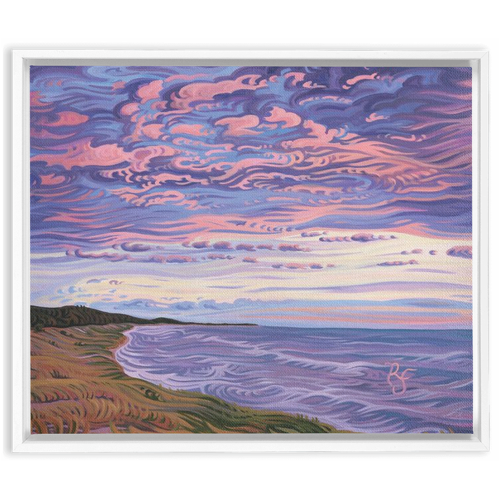 Michigan's Beauty Framed Canvas Print -Shoreline Sunset