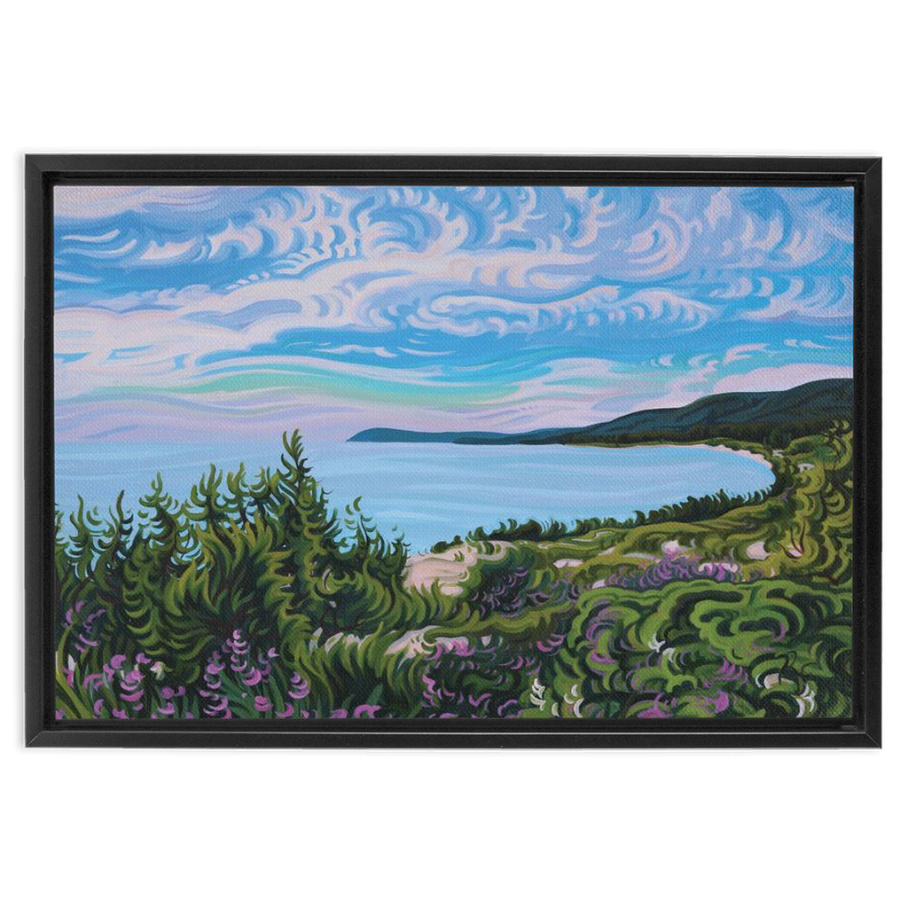 Blossoming Days Framed Canvas Print - Lake Michigan Beach