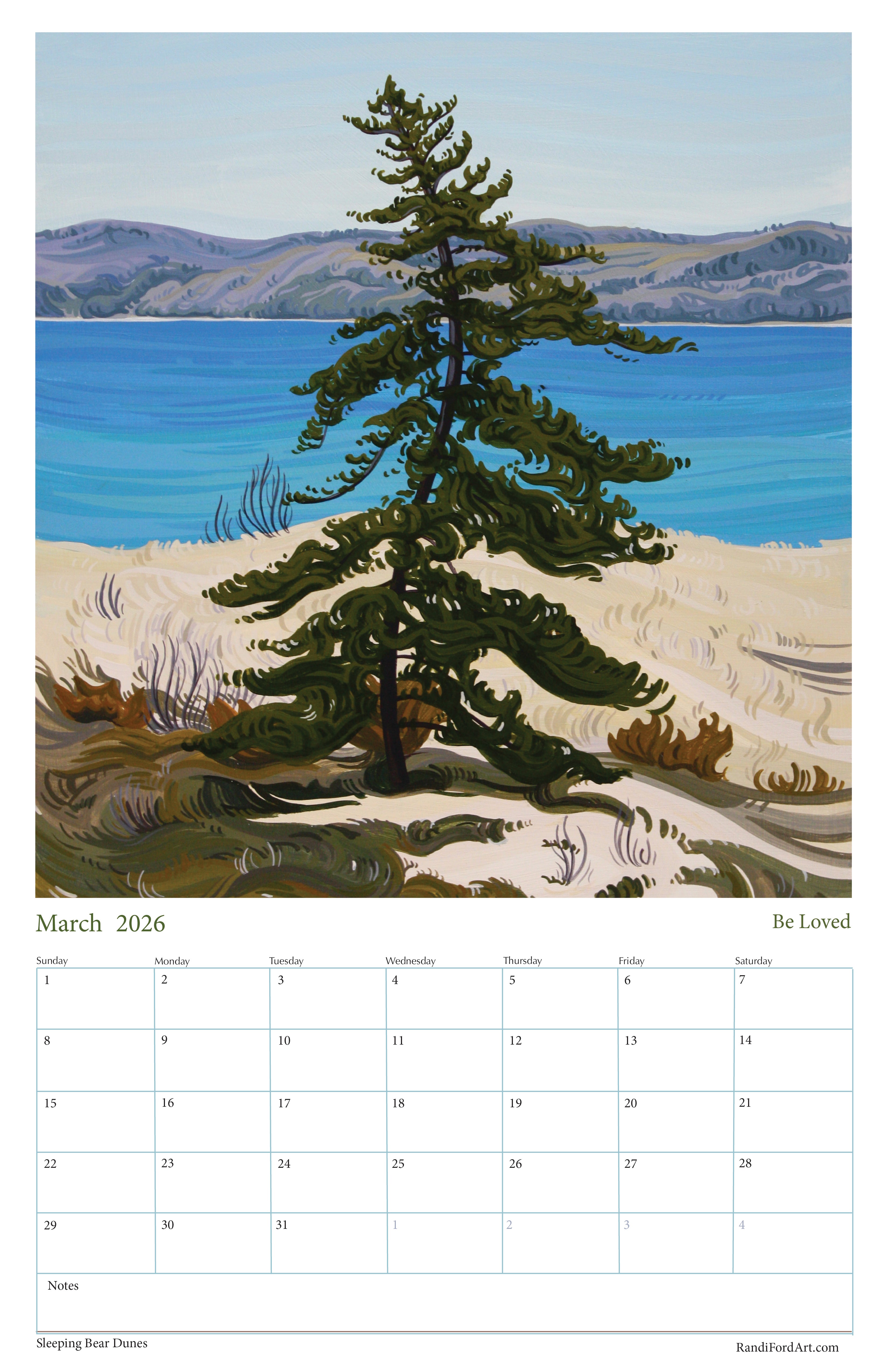 Sleeping Bear Dunes 2026 Calendar