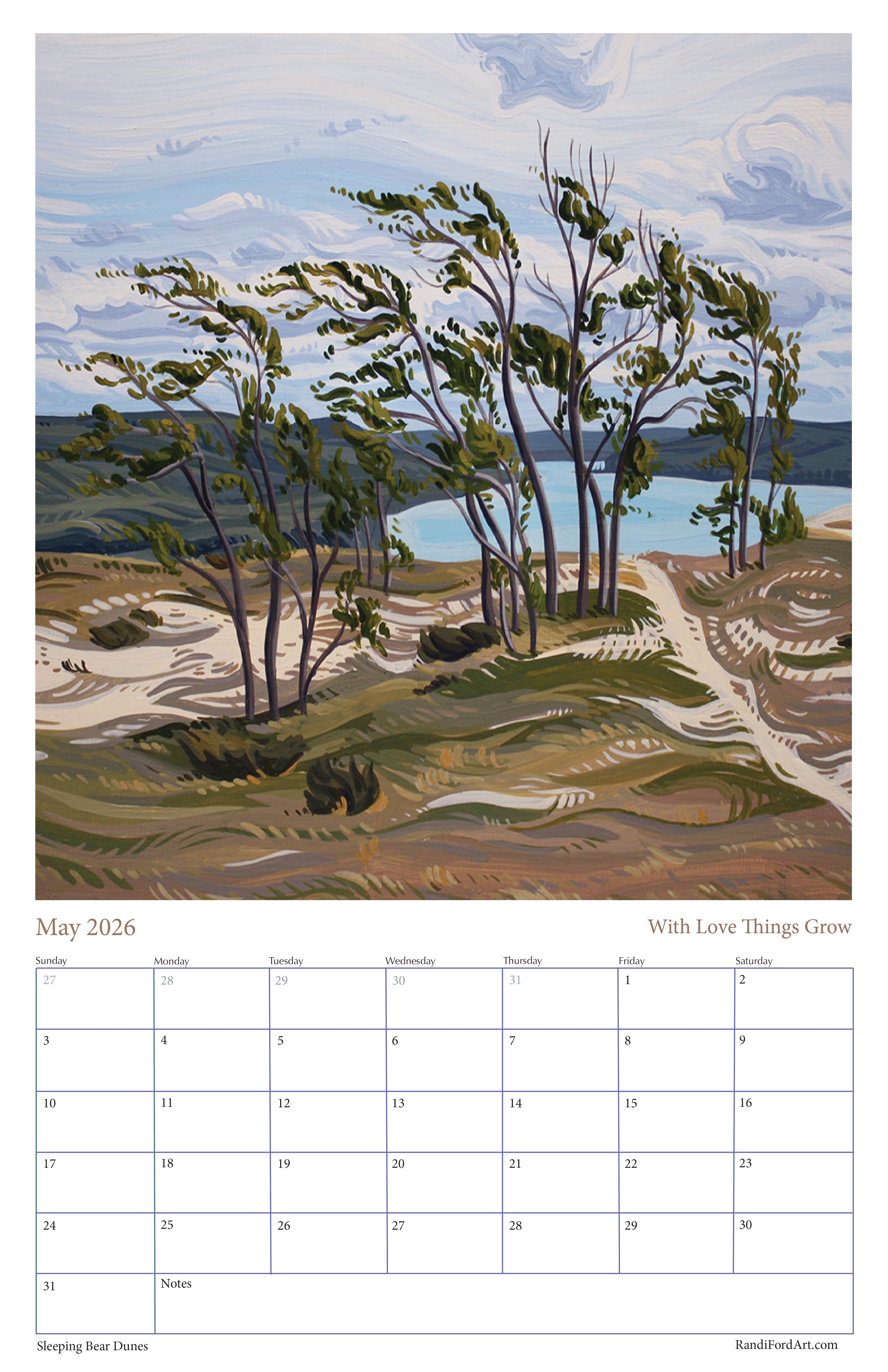 Sleeping Bear Dunes 2026 Calendar