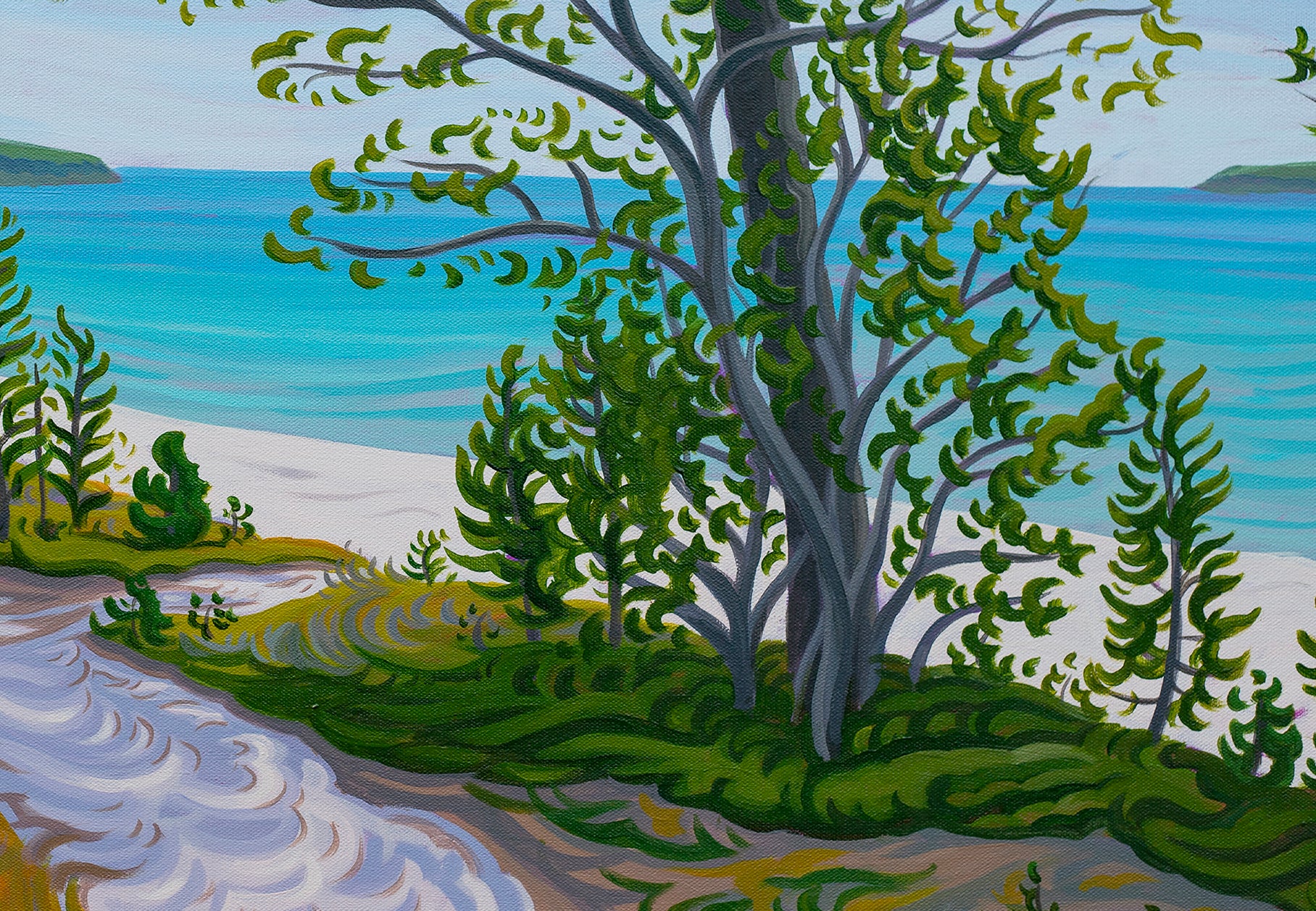 Michigan Beach Original Painting, Pictured Rocks Shoreline - Path to Paradise "24 x 36"