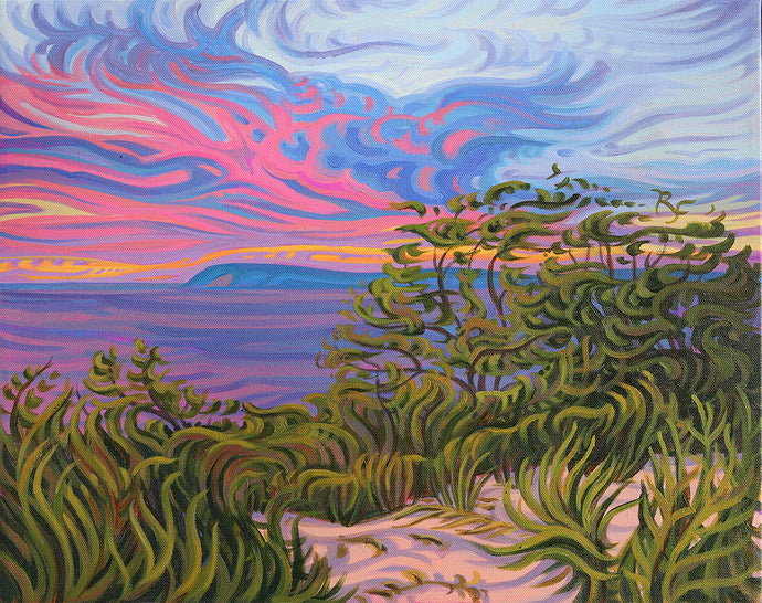Passion Rays - Lake Michigan Sunset -Sleeping Bear Dunes Shoreline