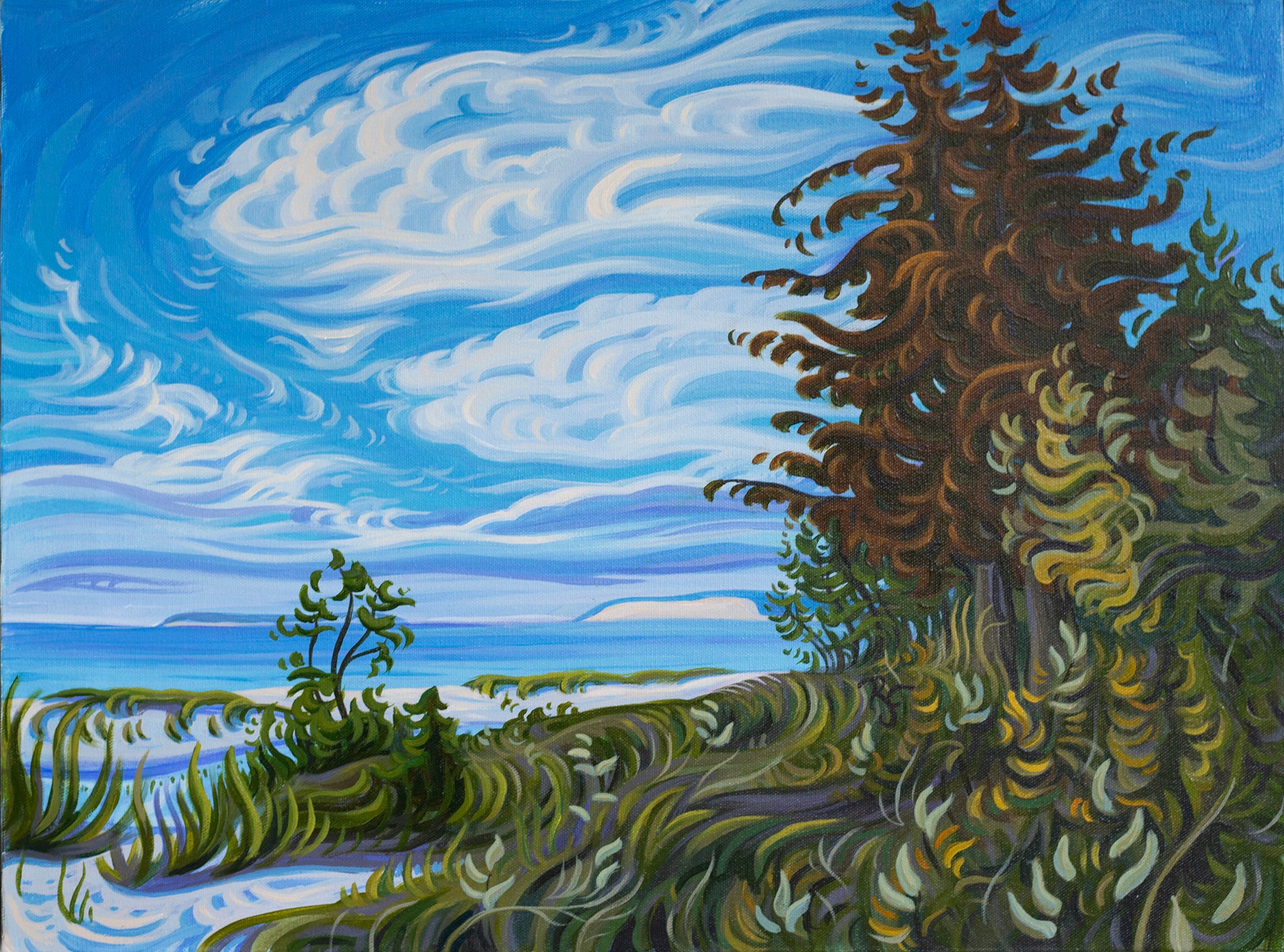 Lake Michigan Art, Sleeping Bear Dunes Painting, Platte Beach 18" x 24"