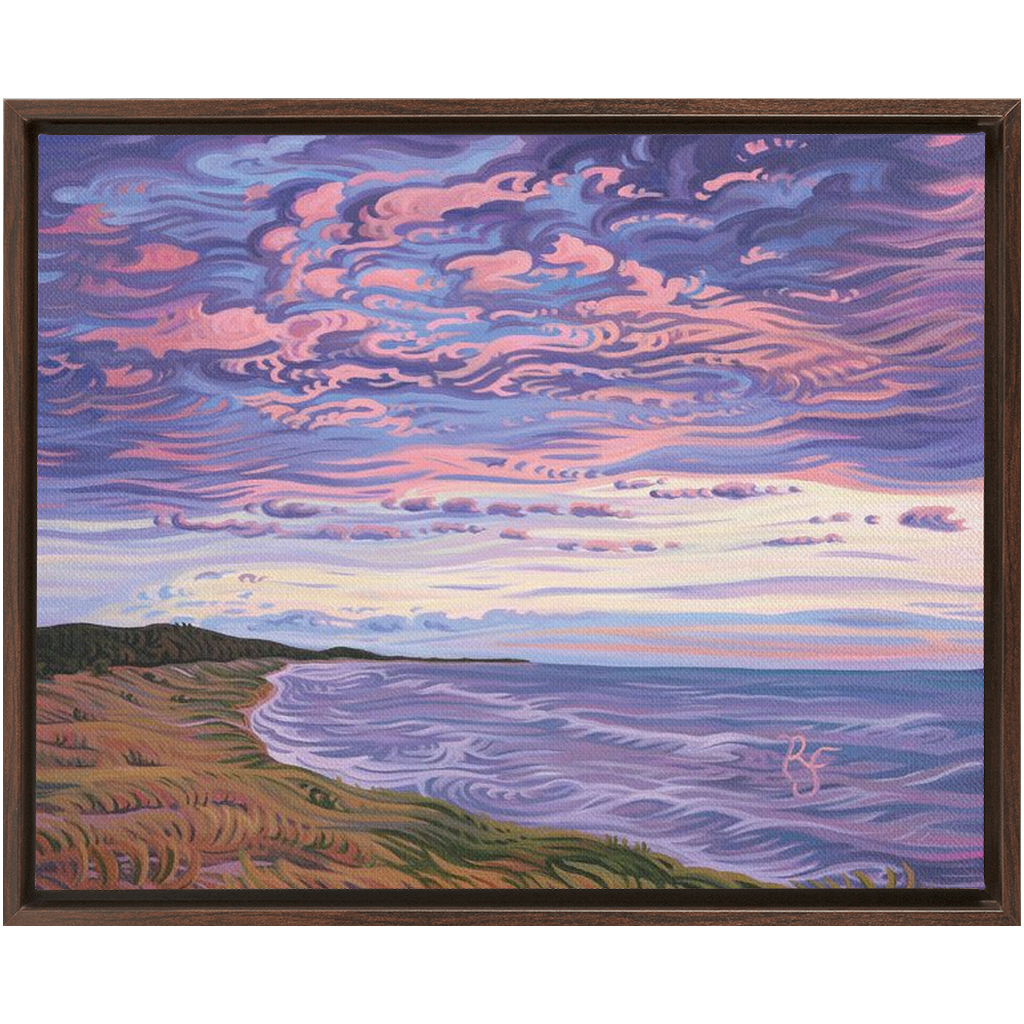 Michigan's Beauty Framed Canvas Print -Shoreline Sunset