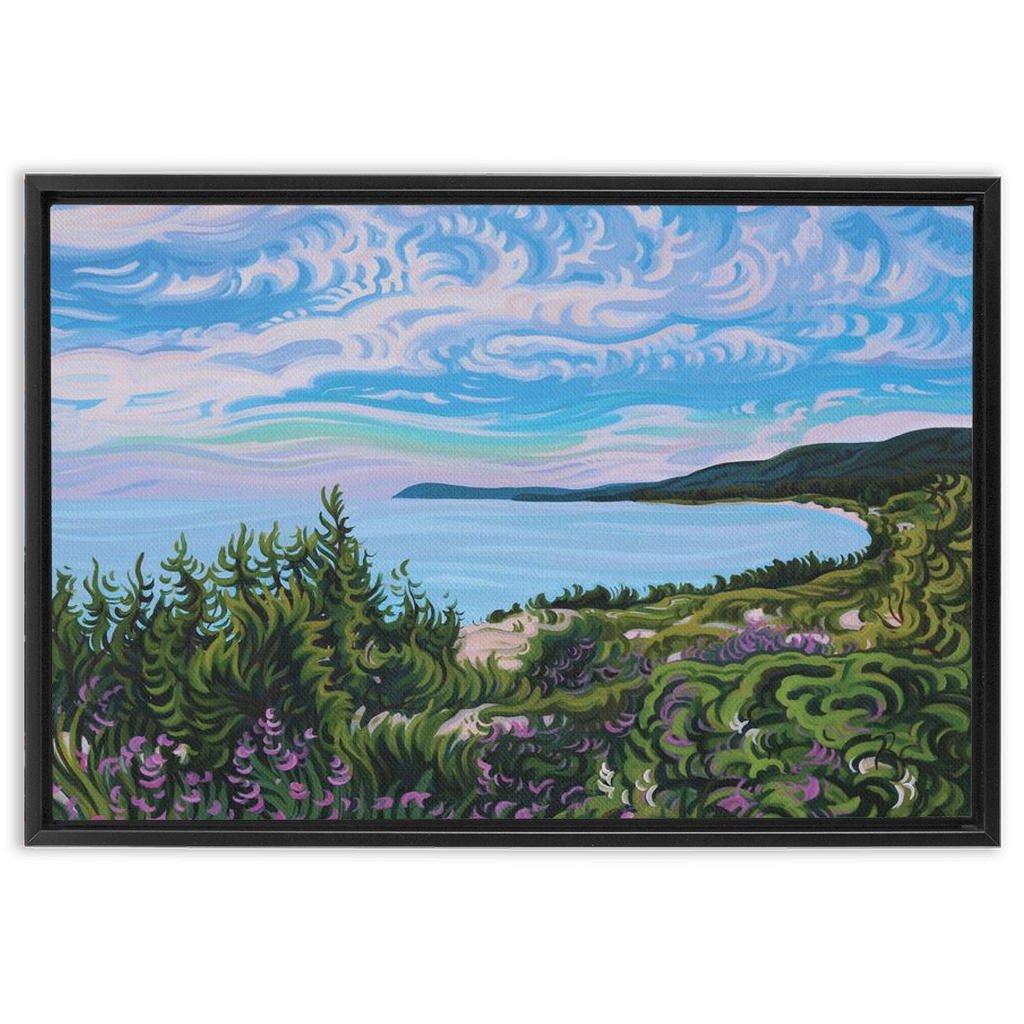 Blossoming Days Framed Canvas Print - Lake Michigan Beach