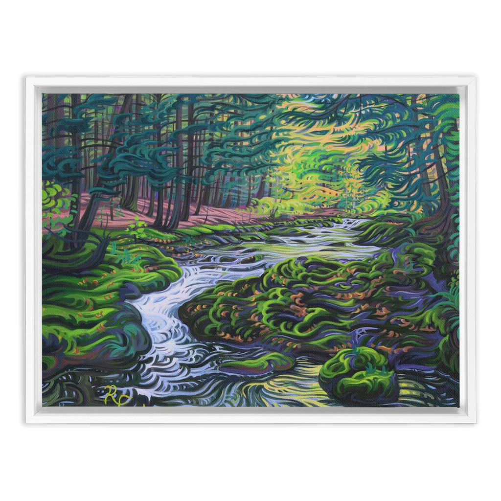 Porcupine Mountains River Painting, Framed Canvas Print - “Water of Life”