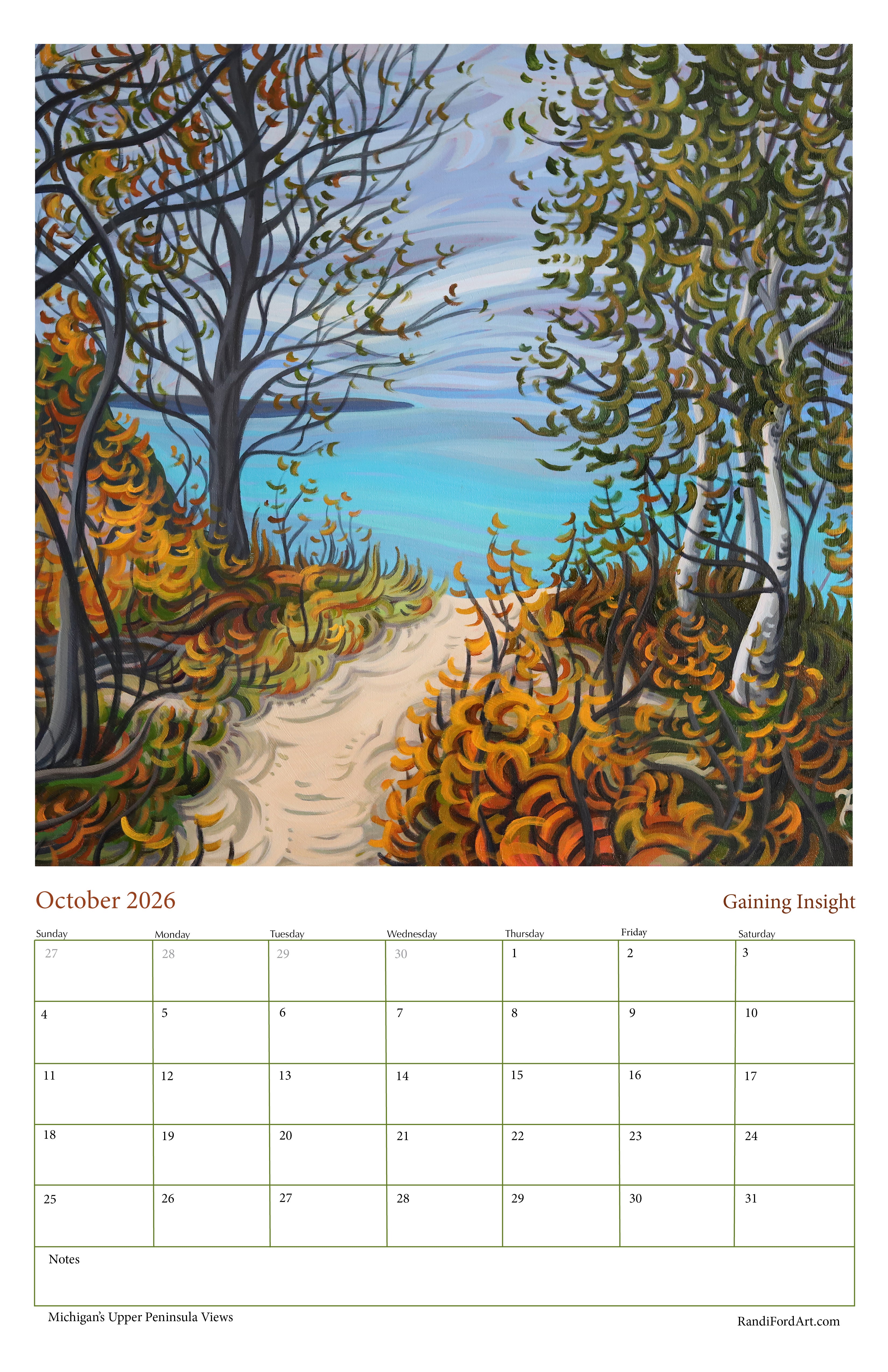 Michigan's Upper Peninsula Views 2026 Calendar