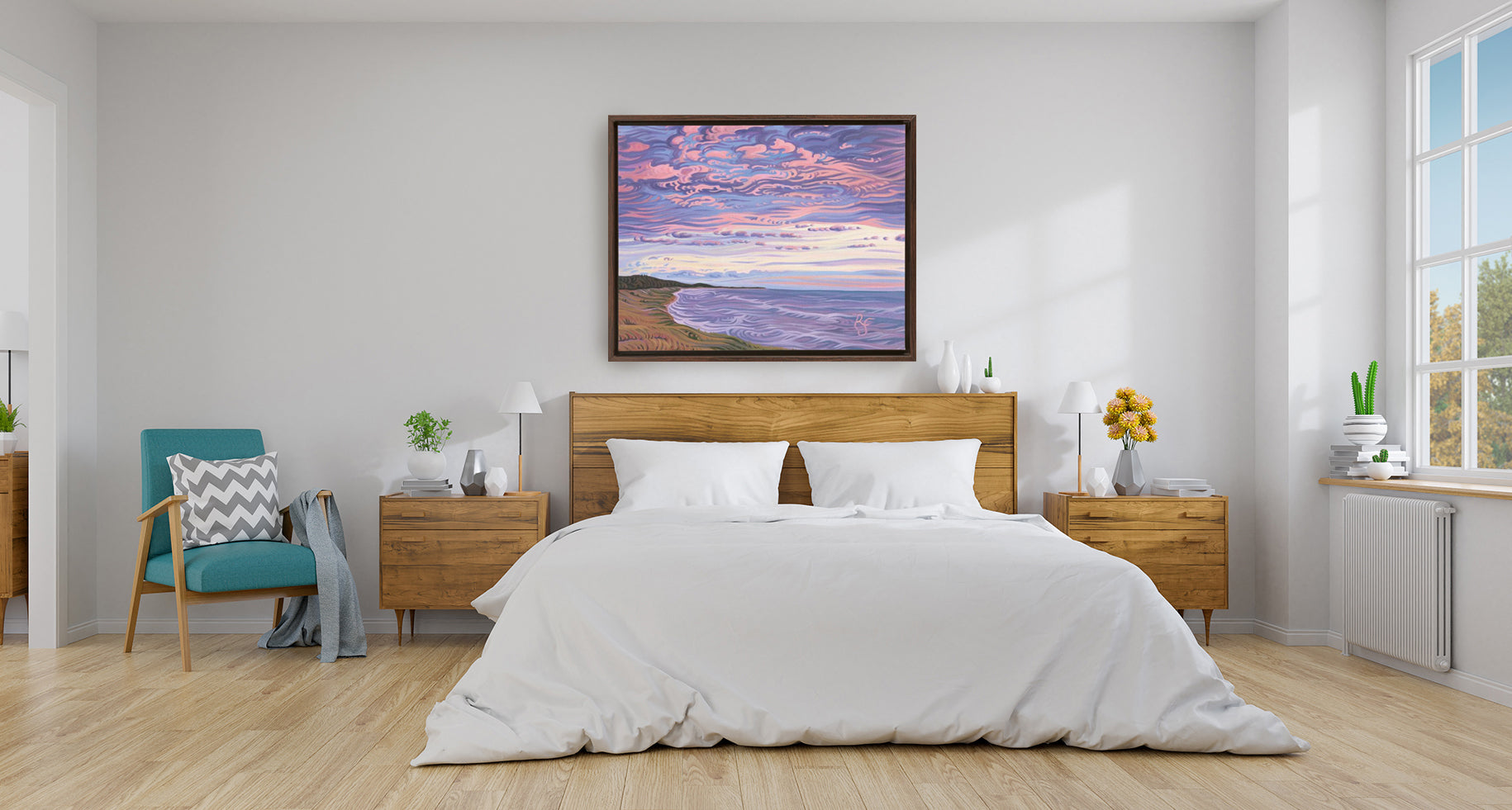 Lake Michigan Shoreline Sunset Painting, NordHouse Dunes Framed Canvas Print - “Michigan's Beauty”