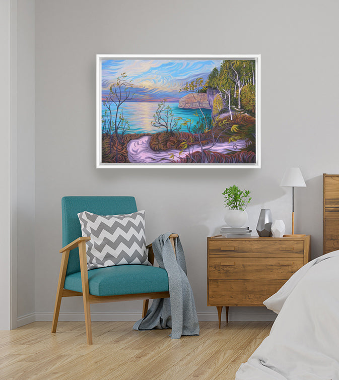 Pictured Rocks Sunset Painting, Framed Canvas Print -“Perfect Creation”