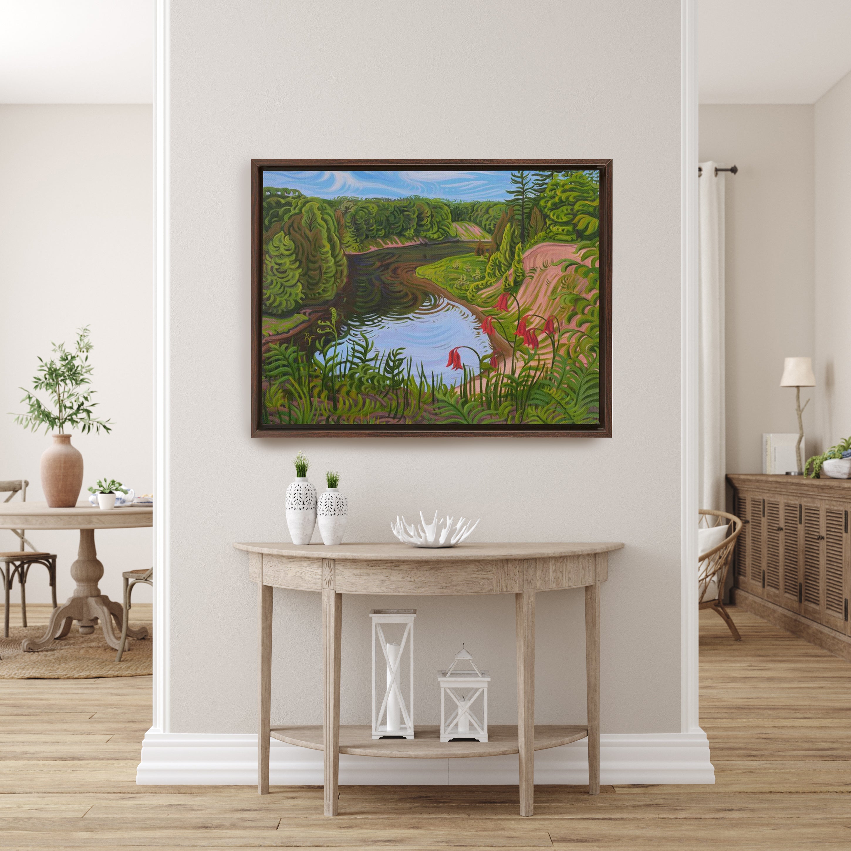 Manistee River Trail Painting, Framed Canvas Print - “Sacred River”