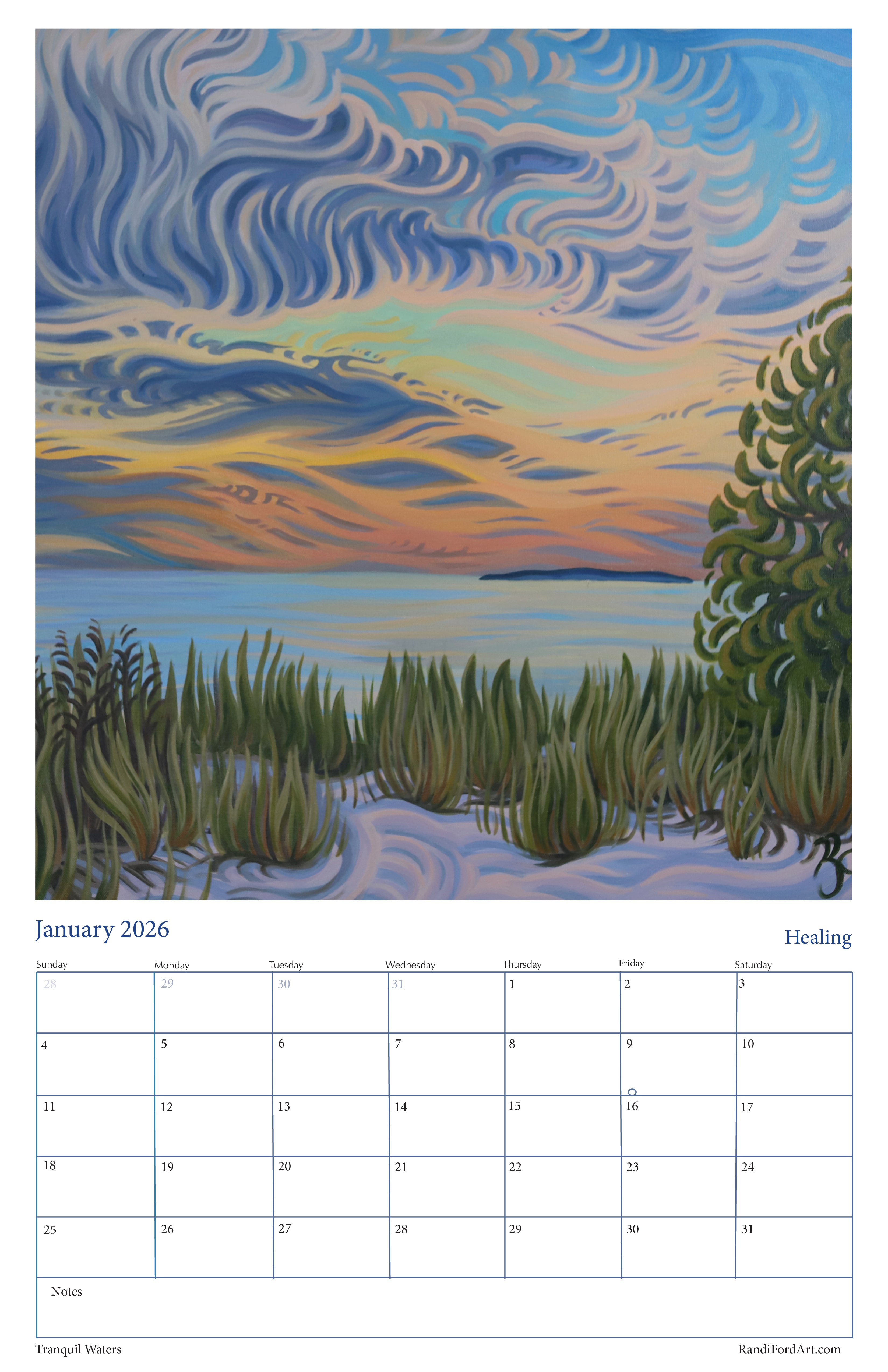 Sunsets Shoreline 2026 Calendar