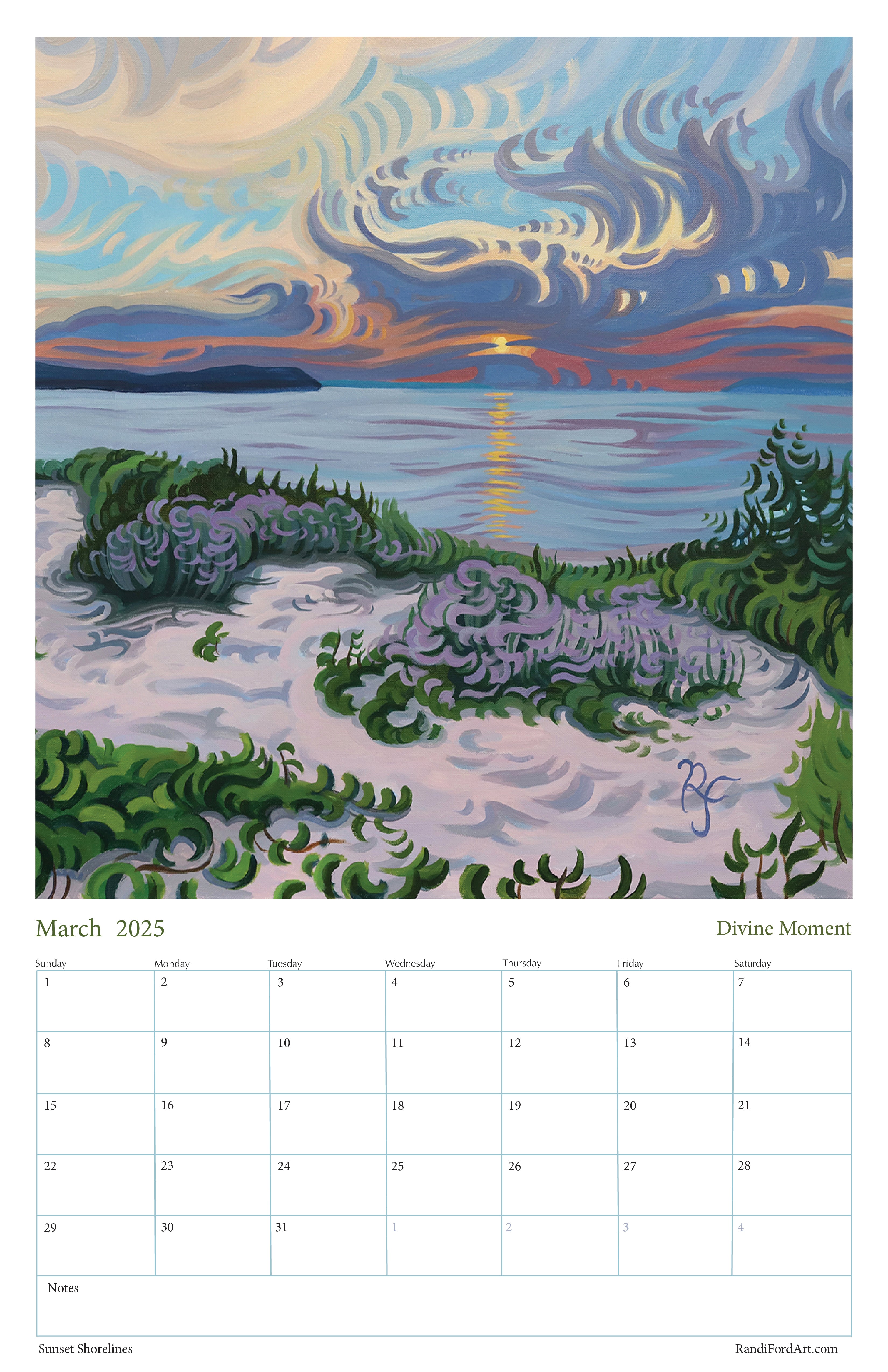 Sunsets Shoreline 2026 Calendar