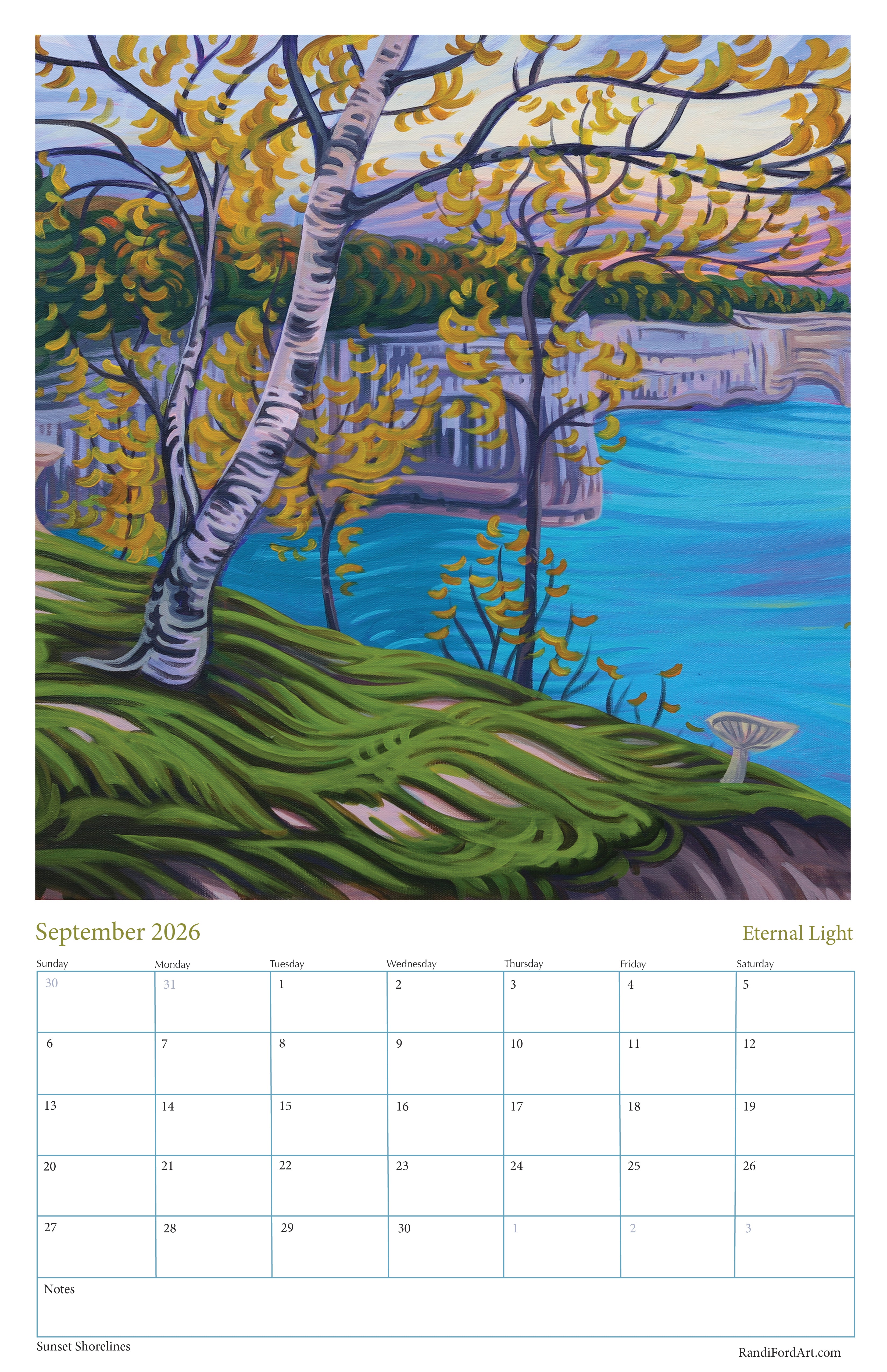 Sunsets Shoreline 2026 Calendar