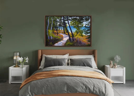 Pictured Rocks Trail Painting, Lake Superior Beach Framed Canvas Print - “The Evolving Adventure”